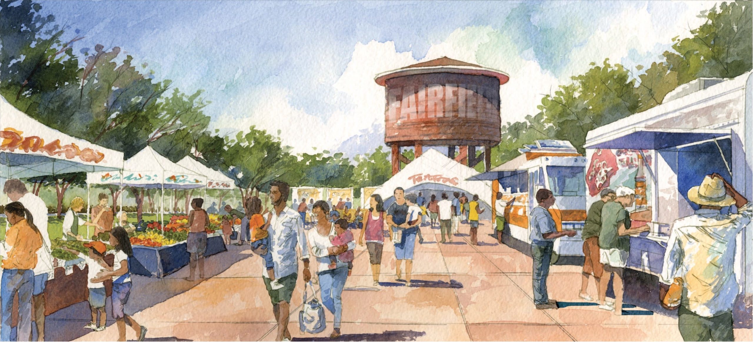 Pinto + Partners City of Fairfield Linear Park Concept Plan Watercolor